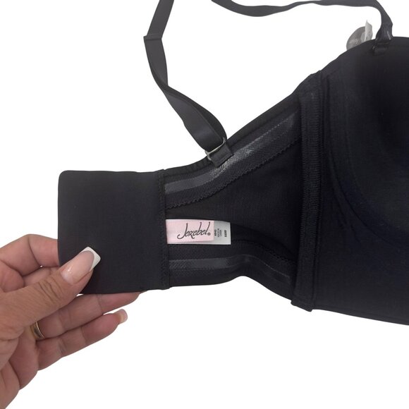 Jezebel Womens Black Strapless Bustier Bra SZ 32DD Nylon/Spandex Adj Strap - Picture 6 of 14
